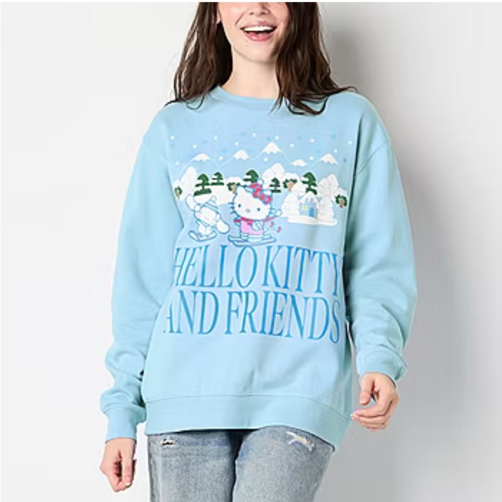 Hello Kitty And Friends Snow Crew Sweatshirt Women Crew Neck Blue Size Large